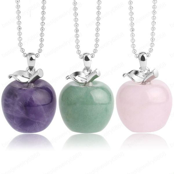 Pendentif en pierre naturelle de pomme, pendentif en cristal, collier de perles de Quartz, bijoux à la mode, cadeau pour femmes, offre spéciale