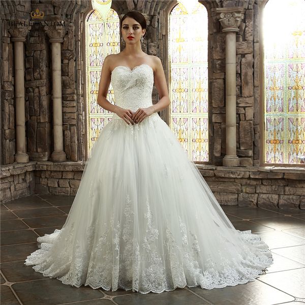 Vente chaude Chérie Dentelle Robe De Bal Robes De Mariée 2017 Appliques Vintage Plus La Taille Robes De Mariée BM22