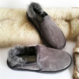 Offre spéciale SWYIVY cheville laine fourrure femme sans lacet femme bottes de neige chaussures chaudes en cuir véritable confortable bottes de neige d'hiver