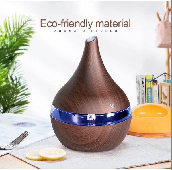 Difusor de aire aromático USB eléctrico de 300 ml, humidificador de aire ultrasónico de madera, aromaterapia de aceite esencial, máquina de niebla para el hogar, coche y oficina