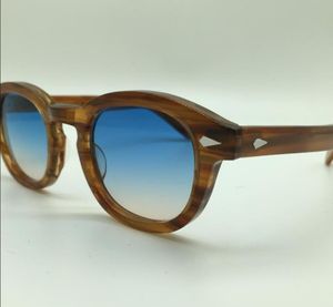 Lunettes de soleil de style Lemtosh Johnny Depp personnalisées en gros, lunettes rondes vintage de haute qualité, lentilles bleu-marron avec étui