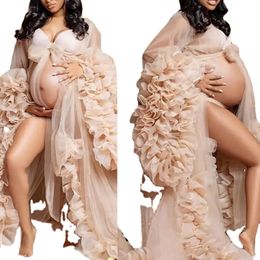 Offre spéciale Robe en Tulle Robe de maternité Spandex Polyester Sexy col en v profond longue Robe pour les femmes maternité Photoshoot