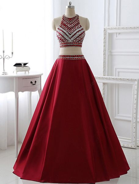 Горячие продажи из двух частей платья выпускного вечера ярко-красные со стразами вечерние платья модные пояса трапециевидной формы вечерние платья выпускного вечера DH1535