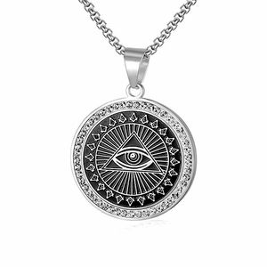 Pendentifs de charme maçonniques mauvais œil pour hommes en acier inoxydable uniques boussole carrée AG emblème association fraternelle pendentif collier bijoux