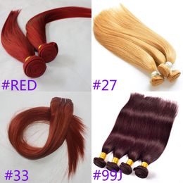 Topkwaliteit kleur 27 Rood 33 99J Human Hair Weft Maleisische maagdelijke Maagd Remy Hair 50G 5pcs Lot