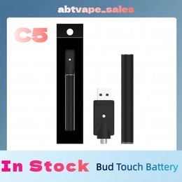 Vale Vape Batterie C5 Bud Touch Topche Batterie de 10,5 mm Vape Auto sans bouton O Pen 345mAh pour 510 Cartouches avec indicateur inférieur Lumière en stock Navire rapide en 4 jours d'usine