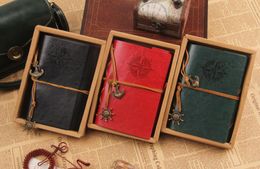 Hot Koop Vintage Lederen Travel Notebook Anker Rudder Decoratie Losse Blad Notebook met touw Groothandel Gratis Verzending