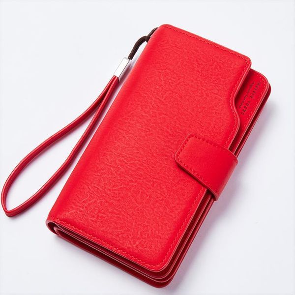 Vente Hot Wallet Femme PU Porte-monnaie en cuir d'embrayage sac à main rouge 3Fold femmes Zipper Portefeuilles bourse Bracelet Porte-Monnaie Monnaie Femme bourse pour l'iPhone