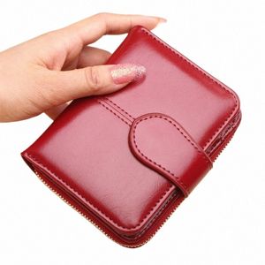 Venta caliente Cartera Cartera corta PU Monedero de mujer ZipperButt Monedero Rojo Pequeña Monedero Monedero Cartera R2i0 #