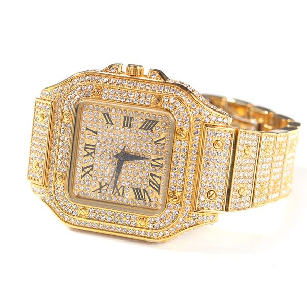 Gran oferta de relojes de pulsera con diamantes de imitación de color dorado para mujeres y hombres