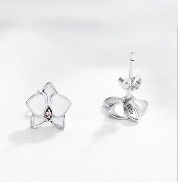 Vente chaude Blanc Magnolia Stud Boucle d'oreille Femmes Bijoux d'été pour 925 Boucles d'oreilles en argent sterling avec boîte d'origine set1529547