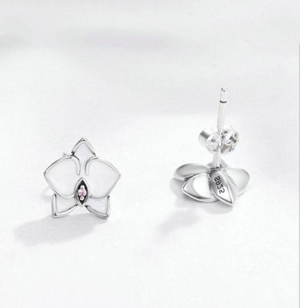 Vente chaude Blanc Magnolia Stud Boucle d'oreille Femmes Bijoux d'été pour 925 Boucles d'oreilles en argent sterling avec boîte d'origine set5510899