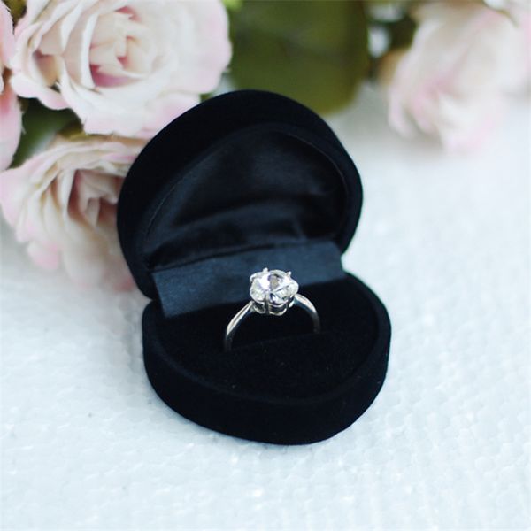 Heißer Verkauf Großhandel 6 teile/los 4,8*4,2*3 cm Schwarz Kleine Samt Schmuck Ring Verpackung Box Luxus hochzeit Ring Geschenk Box