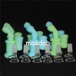 Gros Dab Bongs Jar Pipe à eau Silicon Oil Drum Rigs tuyaux en silicone barboteur mini bong dabber outils