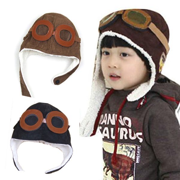 Offre spéciale hiver bébé boucles d'oreilles bébé garçon fille enfant pilotes pilotes casquette chaud doux haricots chapeaux enfants chaud neutre pois