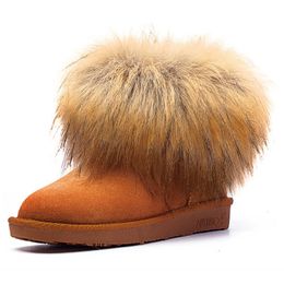 Vente chaude-hiver femmes bottines hiver femmes fourrure de renard chaussures compensées dans le style bottes féminines