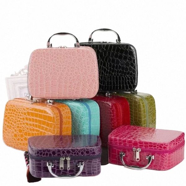 Venta caliente Mujeres Esteticistas Bolsas de cosméticos Bolsos de viaje PU Organizador de cuero Bolsa de maquillaje W Bolsas Maquillaje Estuche cosmético elegante b7Fx #