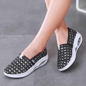 Hot Sale-Dames Ademend Slanke Wiggen Sneakers Schoenen Dames Platform Luchtkussen Swing Toning Schoenen