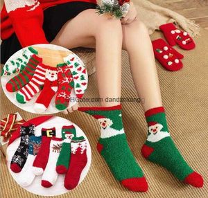 Offre spéciale femmes chaussettes de noël dame cadeau de noël chaussette mode hiver mignon laine éponge serviette fou chaussette femelle thermique chaud polaire chaussettes