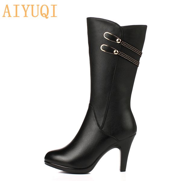 Offre spéciale femmes bottes longues talon haut 2020 dernières en cuir véritable femmes mode bottes Stiletto chaud respirant femme bottes d'hiver