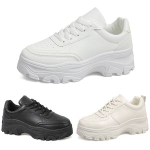 Gran oferta de zapatillas para correr para mujer, cómodas zapatillas deportivas con cordones y altura creciente, color blanco y crema