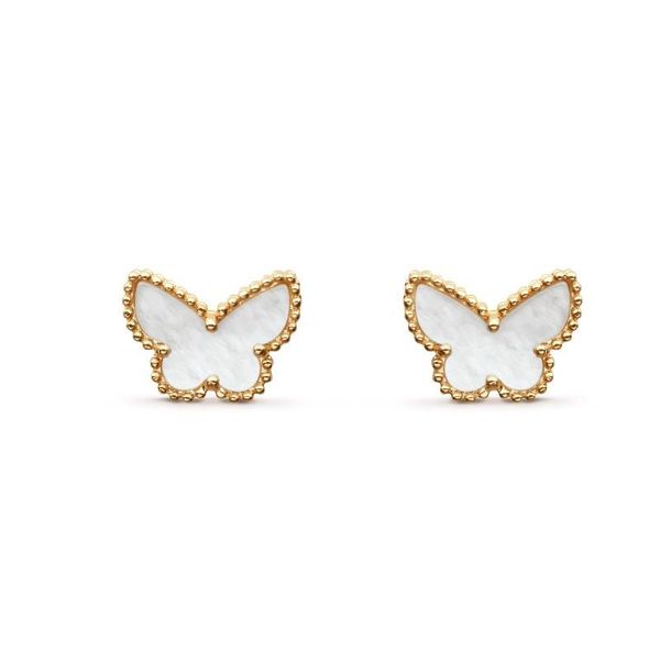 Vente chaude Boucles d'oreilles de designer pour femmes Clover Boucles d'oreilles Butterfly Collection Boucles d'oreilles en agate plaquée or 18 carats Cadeau de bijoux de mariage de la Saint-Valentin