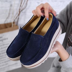 Vente chaude-Femmes Slip-on Maccasin Flats Wedges Platform Sneakers Non-lace Loafer