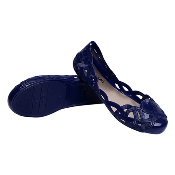 Gran oferta-Sandalias con estampado hueco de verano para mujer, zapatos planos informales de gelatina para enfermera en la playa