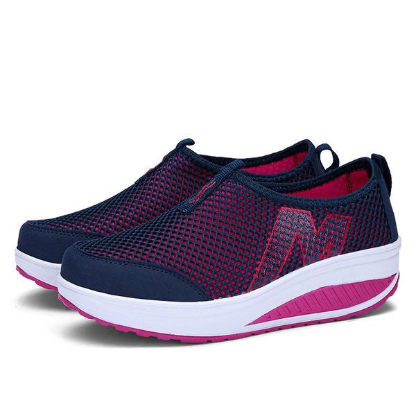 Venta caliente-Mujer Deporte para Light Up Mujeres Swing Cuñas Plataforma zapatos mujer entrenadores tenis Femenino Transpirable Toning Shoes