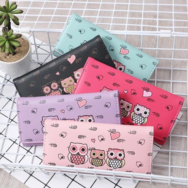 Venta mujeres Carteras Señora linda del búho Monedero Largo Corto Estilo bolsas de dinero Mujer carpeta del embrague de las tarjetas de identificación sostenedor del bolso monederos Burse Notecase