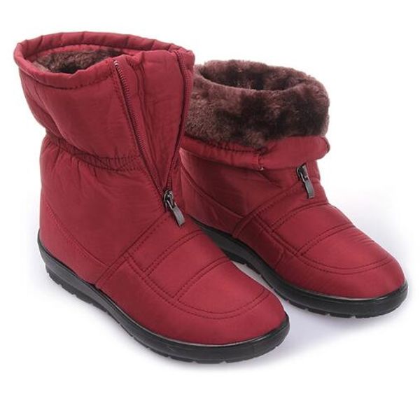 Vente chaude-femmes bottes de neige épaisses d'hiver filles chaussures en coton imperméables chaussures de cheville chaudes à glissière chaussures de travail en plein air classiques taille 35-42