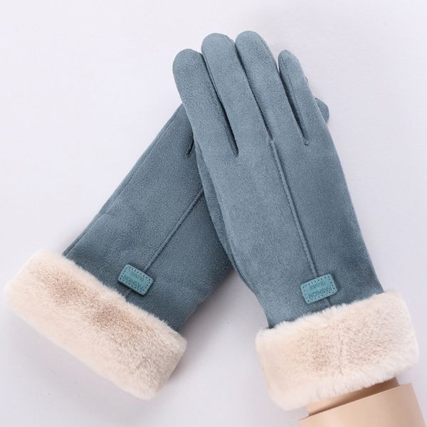 Guantes de invierno hechos a mano para mujer, impermeables, a prueba de viento, para mantener el calor, guante de gamuza sintética con pantalla táctil