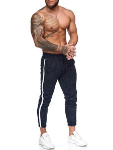 Offre spéciale pantalon de Jogging d'entraînement hommes rayé Sport pantalons de survêtement court décontracté pantalons longs hommes Fitness Joggers pantalon de musculation