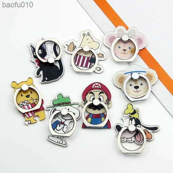 Ventas calientes 1 Unidades Calidad Acrílico Anime Soporte para teléfono móvil Soporte de anillo Lindo Gato de dibujos animados Oso Anillo Titular Accesorios para teléfonos inteligentes L230619