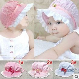 Offres spéciales 10 pièces/lot bébé une casquette à fleurs infantile joli chapeau de soleil princesse chapeau garçons et filles 3 couleurs casquettes de loisirs