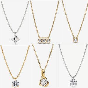 Hot sales 2023 nieuwe 925 zilveren hanger kettingen voor vrouwen sieraden cadeau diy fit pandoras tijdperk bezel lab-grown diamant designer ketting hoogwaardige schakelketting met doos