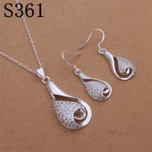 925 zilveren plating mode fles zirkoon hanger ketting + oorbellen mode zilveren sieraden set Valentijnsdag cadeau