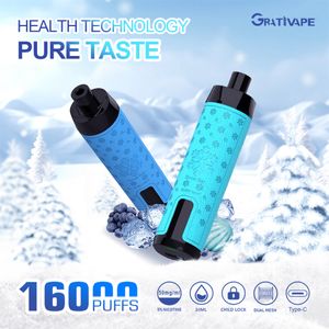 Ventes chaudes Al Hookah Produits Grativape Isnow 16000 Puffs Jus 5% Nicotine Gros Stylo Vape Jetable 700mAh Batterie 24ml e-jus