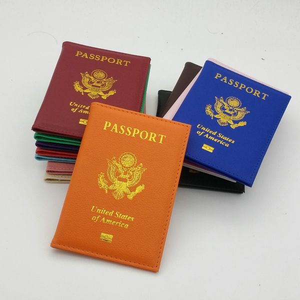 Ventas calientes Estuches para pasaportes estadounidenses Carteras Titulares de tarjetas Estuche ID Titular Protector Cuero de PU Viajes 16 colores cubierta de pasaporte wcw642
