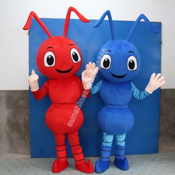 Ventas calientes Ant Red and Blue Mascot Costume Top Cartoon Anime tema personaje Carnaval Unisex Adultos Tamaño Navidad Fiesta de cumpleaños Traje al aire libre