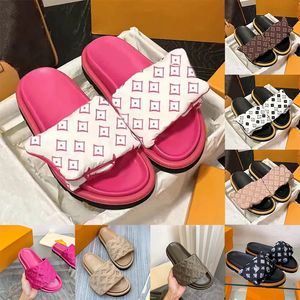 Hete verkoop Aankomst Zwembadkussen Muilezels Sandalen Modeontwerper Dames Heren Zonsondergang Casual Plat Comfort Muilezels Gevoerde riempantoffels aan de voorkant Luxe Gemakkelijk te dragen stijl Slides