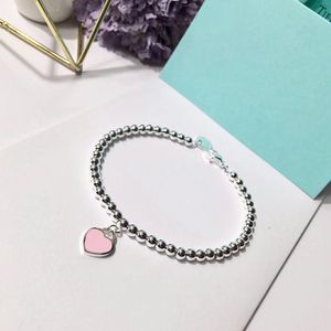 Ventes chaudes Bracelets de charme perlé pour femmes 925 argent de qualité supérieure rouge rose bleu vert charmes de coeur bracelet de luxe de créateur bijoux dame cadeau avec sac original