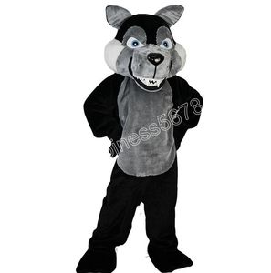 Ventes chaudes Noir Féroce Loup Mascotte Costumes Dessin Animé Elk Caractère Robe Costumes Carnaval Adultes Taille Noël Fête D'anniversaire Halloween Tenue De Plein Air Costume