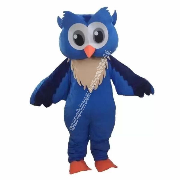 Ventas calientes Blue Owl Mascot Costume Top Cartoon Anime tema personaje Carnaval Unisex Adultos Tamaño Navidad Fiesta de cumpleaños Traje al aire libre Traje