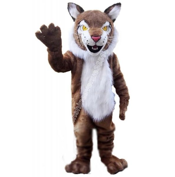 Ventes chaudes Costume de mascotte de chat sauvage marron Bobcat Top personnage de thème d'anime de dessin animé Carnaval unisexe adultes taille fête d'anniversaire de Noël Costume de tenue en plein air