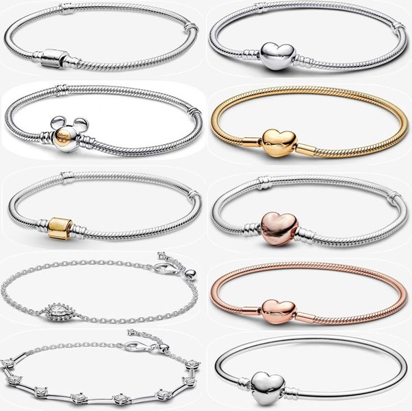 Ventas calientes Pulseras de diseño para mujer Navidad Año Nuevo Joyería de vacaciones Regalo DIY ajuste Pandoras Sparkling Pear Halo Cadena Pulsera Conjunto con caja original al por mayor