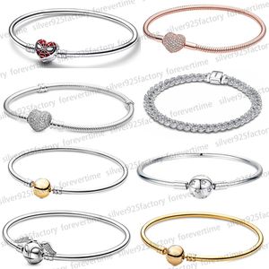 Bracelet de charme de concepteur de ventes chaudes pour femmes Bracelet en or rose Chaîne de diamant DIY Fit Pandoras Bracelet de base Bijoux de fiançailles de mariage Cadeaux de fête avec boîte