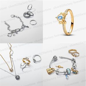 Ventes chaudes Anneaux de mariage de créateurs pour femmes 925 Argent Chaîne de luxe Charm Bracelet DIY Fit Pandoras ME Black Chakra Heart Ring Set Collier Bijoux Cadeau avec boîte