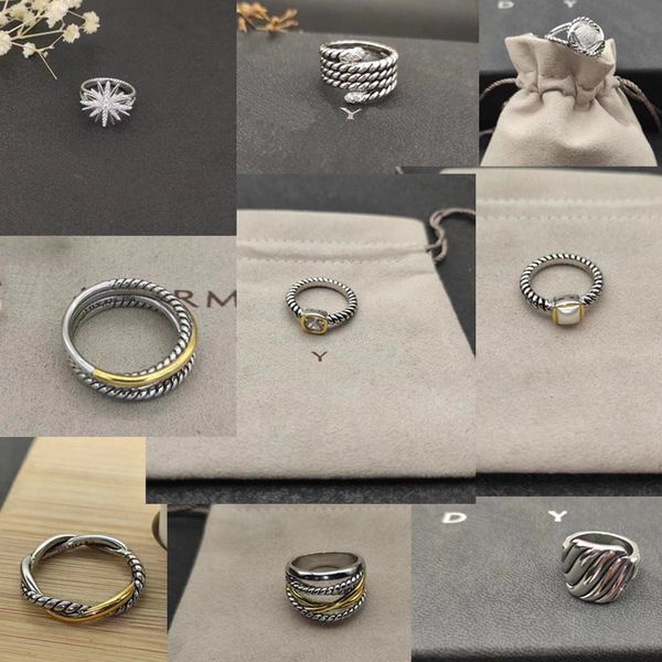 Offres spéciales DY Bague torsadée en or bague de mariage pour hommes femmes cadeau croix sertie de diamants concepteur rétro 925 argent dy bague bijoux de luxe personnalisés avec boîte