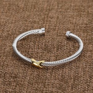 Ventas calientes DY Twisted Designer Bracelet Classic Luxury Dy Open Bangle for Women Fashion Jewelry Gold Silver Pearl Cross Vintage Jewelry Fiesta de bodas Regalo de boda al por mayor